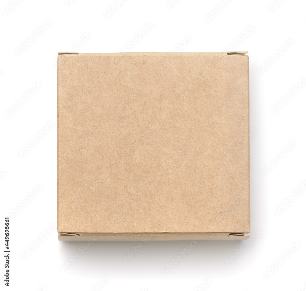 Top view of blank small brown paper box Top view of blank small brown paper box