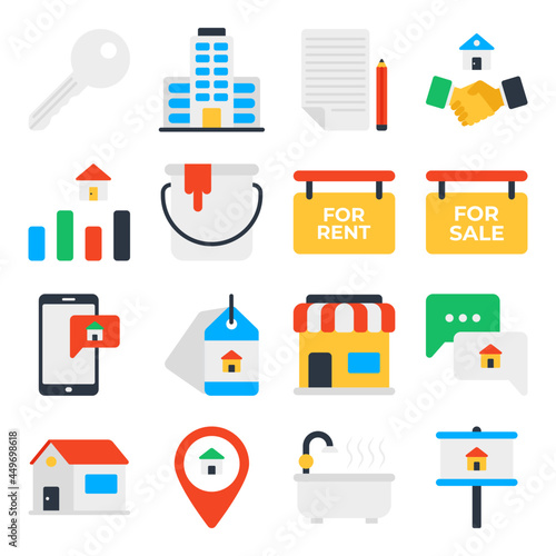 Pack of Real Estate and Property Flat Icons