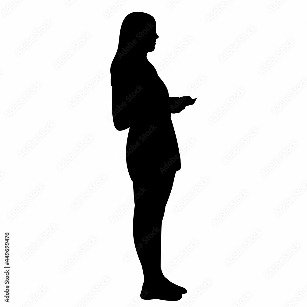 black silhouette girl, woman vector, isolated