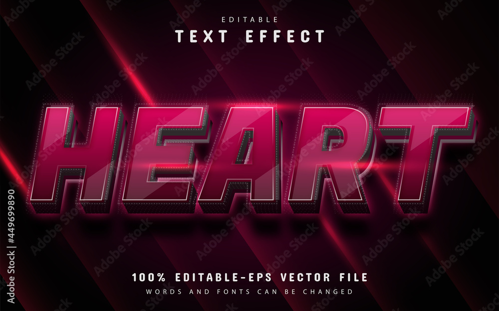 Heart text, editable 3d text effect