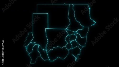 Animated Outline Map of Sudan with States photo