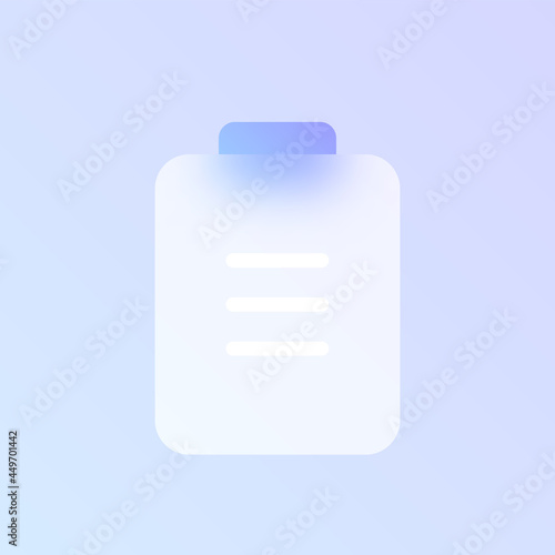 clipboard glass morphism trendy style icon. clipboard transparent glass vector icon with blur and purple gradient. for web and ui design, mobile apps and promo business polygraphy