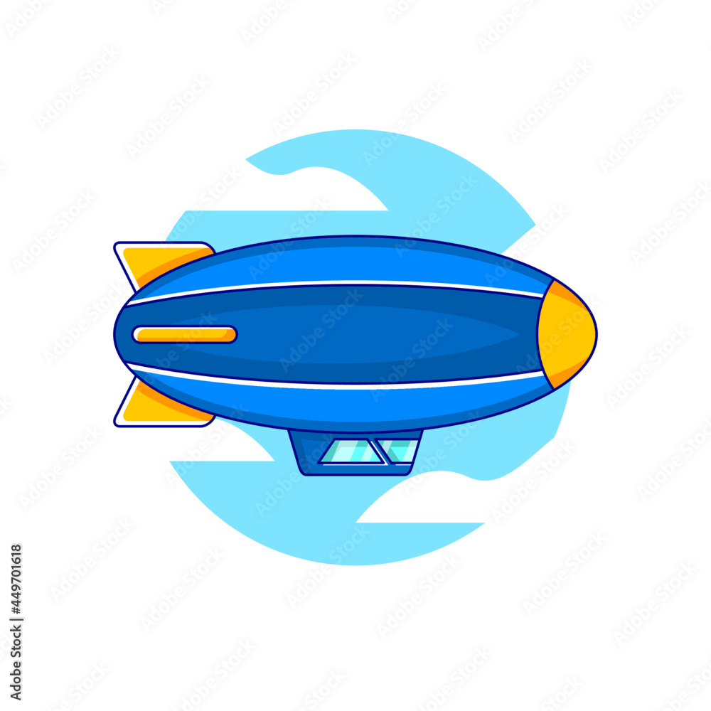 Flying Airship Vector in Flat Design Illustration Flying Airship Vector in Flat Design Illustration