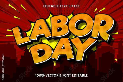 Labor day editable text effect 3 Dimensions emboss comic style