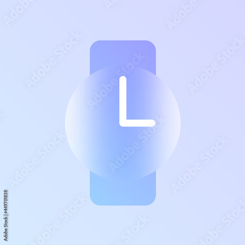 watch glass morphism trendy style icon. hand watch transparent glass vector icon with blur and purple gradient. for web and ui design, mobile apps and promo business polygraphy
