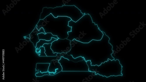 Animated Outline Map of Senegal with Regions photo