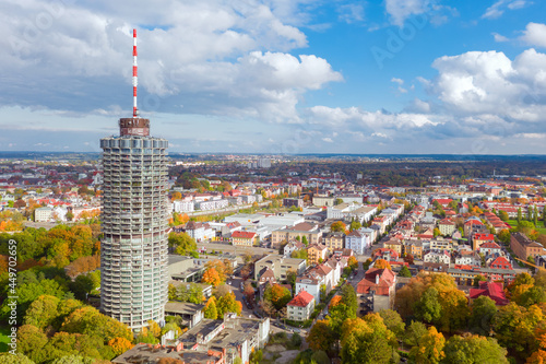 Sunrise over the city of Augsburg. Autumn city Augsburg, Bavaria. Corn Augsburg.