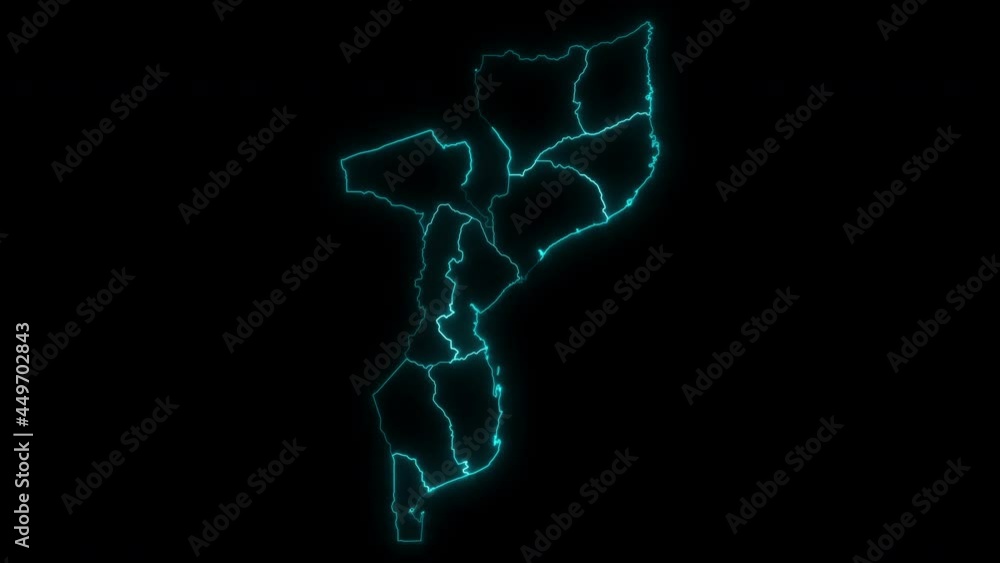 Animated Outline Map of Mozambique with Provinces Animated Outline Map of Mozambique with Provinces