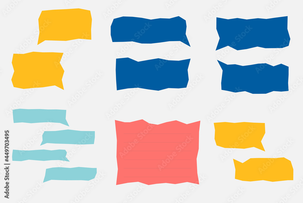 Set of abstract zigzag bubble chat message in flat style design. Set of abstract zigzag bubble chat message in flat style design.
