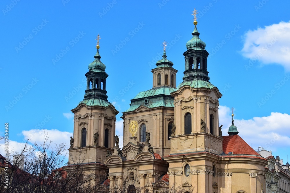 St. Nicholas Church at the old town square, the most famous Baroque church in Prague, Czech Republic.