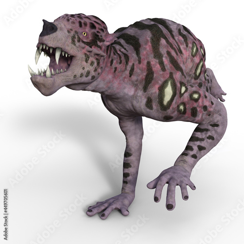 3d-illustration of an isolated four-handed fantasy creature