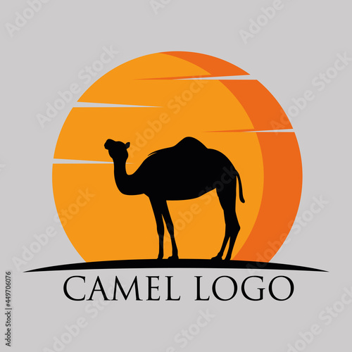 Desert, Dune Logo Design With Camel Symbol