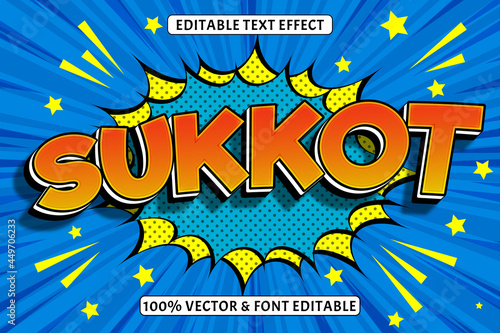 Sukkot editable text effect 3 Dimensions emboss comic style