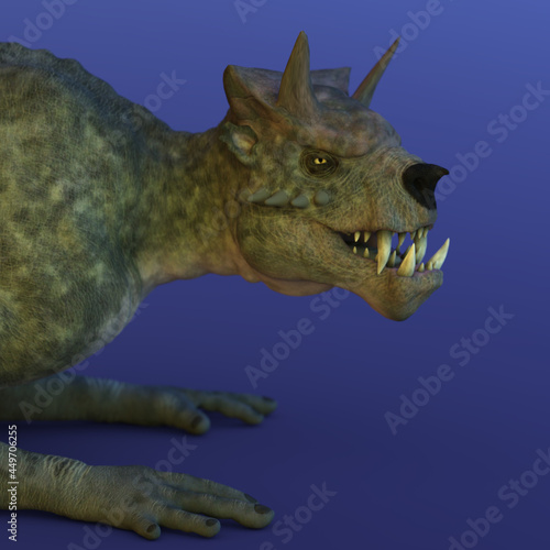 3d-illustration of an isolated four-handed fantasy creature