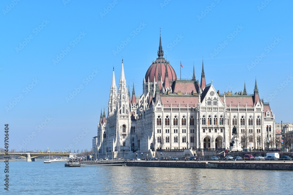 Hungarian Parliament Building also known as the Parliament of Budapest, This place is the seat of the National Assembly of Hungary. Located along the Danube River.