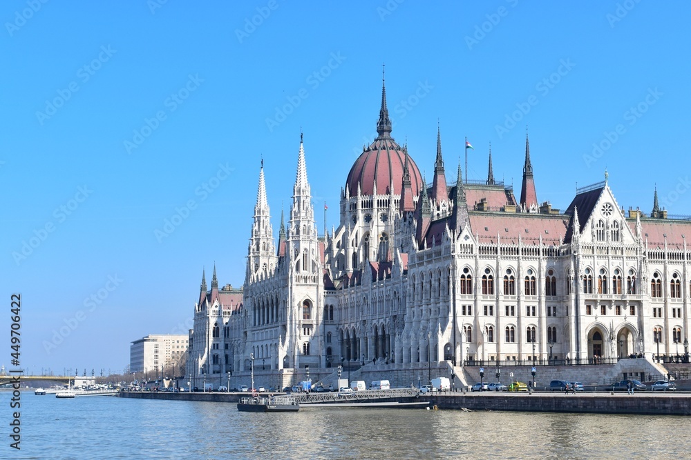 Hungarian Parliament Building also known as the Parliament of Budapest, This place is the seat of the National Assembly of Hungary. Located along the Danube River.