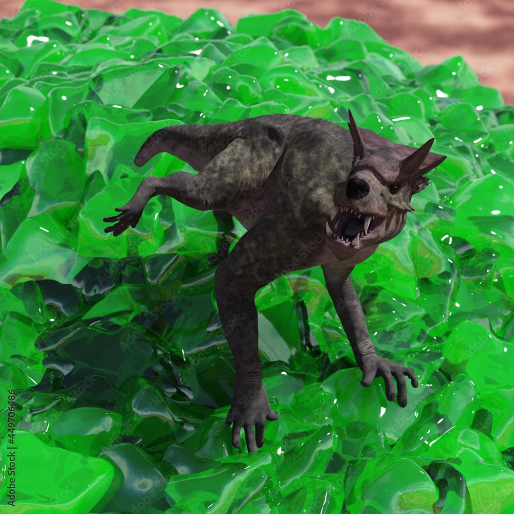 3d-illustration of an four-handed fantasy creature 3d-illustration of an four-handed fantasy creature