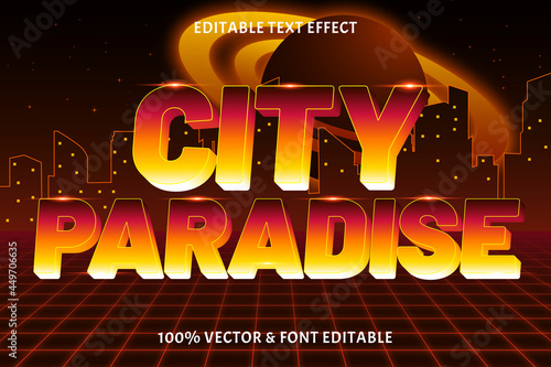 City paradise editable text effect retro style