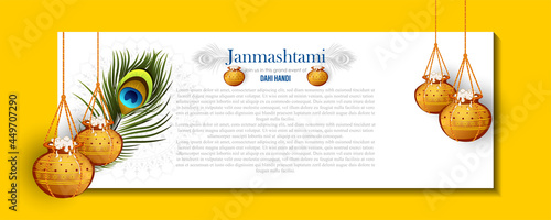 illustration of  Janmashtami invitation card, Lord Krishna in Janmashtami festival of India