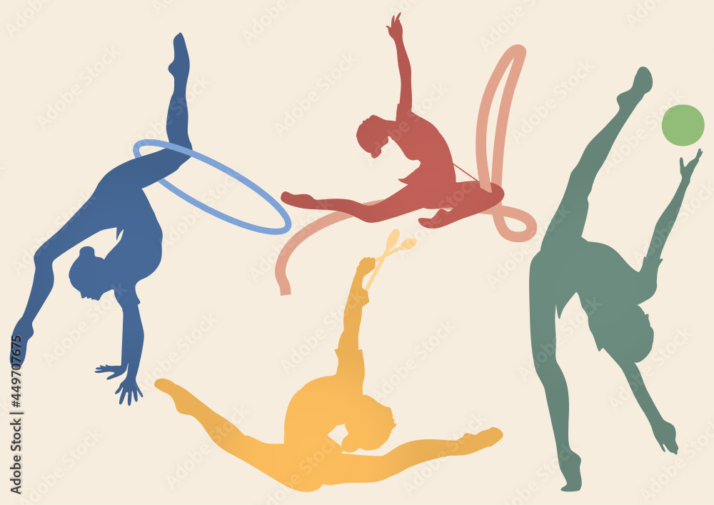Rhythmic gymnastics silhouette set Rhythmic gymnastics silhouette set