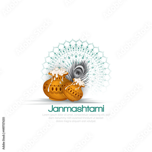 illustration of  Janmashtami invitation card, Lord Krishna in Janmashtami festival of India
