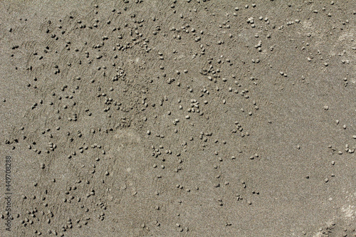 俯瞰の丸っこい粒のある砂浜