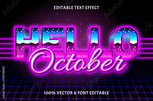 Hello october editable text effect retro style