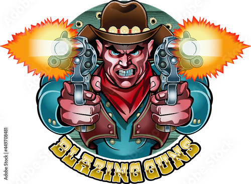 wild west gunfighter with blazing guns