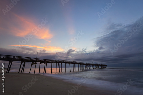 Crooked fishing pier at Avon, Outer Banks, North Carolina, at sunrise © Patricia Thomas 