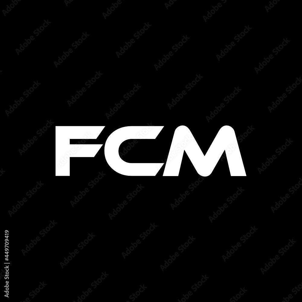 FCM letter logo design with black background in illustrator, vector logo modern alphabet font overlap style. calligraphy designs for logo, Poster, Invitation, etc.