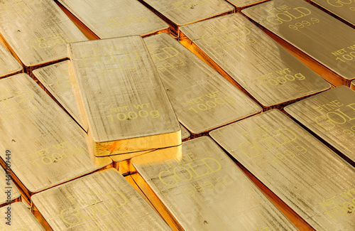 Stack close-up Gold Bars weight of 1000 grams.,Concept of success in business and finance.,3d model and illustration.