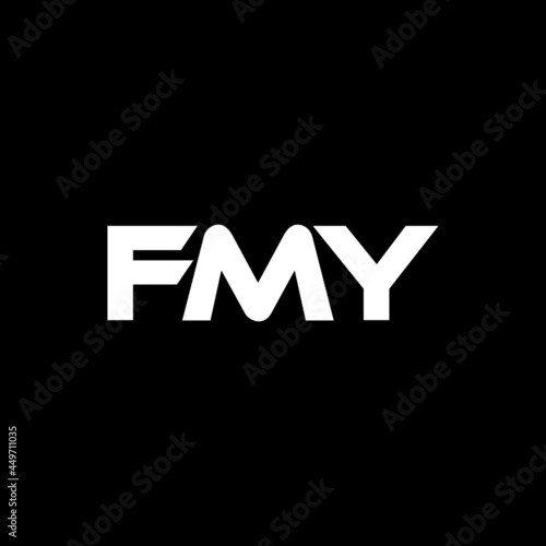 FMY letter logo design with black background in illustrator, vector logo modern alphabet font overlap style. calligraphy designs for logo, Poster, Invitation, etc.