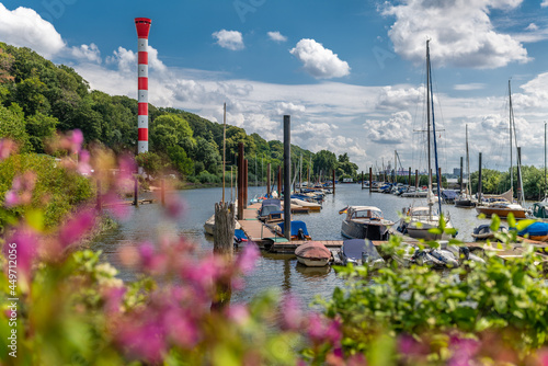 Hamburg, Germany. The yacht harbor Mühlenberg in the district of Blankenese. photo