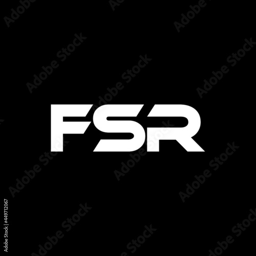 FSR letter logo design with black background in illustrator, vector logo modern alphabet font overlap style. calligraphy designs for logo, Poster, Invitation, etc.