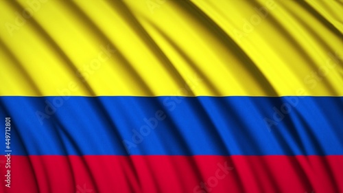 Colombia flag. Waving national flag. State symbols. Realistic 3D render. 