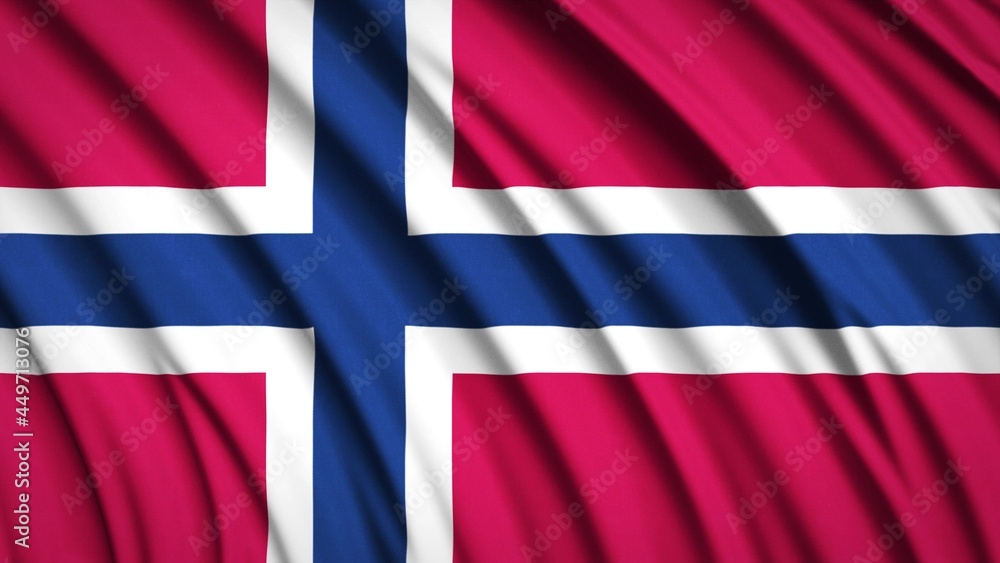 Fototapeta premium Norway flag. Waving national flag. State symbols. Realistic 3D render. 