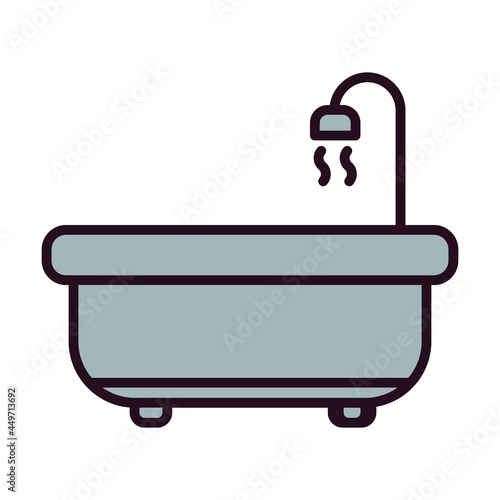 Bath Tub Linear Vector Icon Design