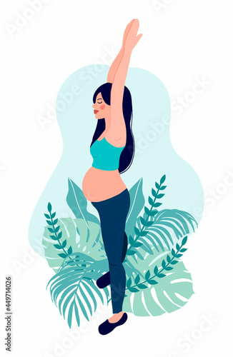 yoga pregnant women concept. Relax, meditation for the expectant mother. vector illustration