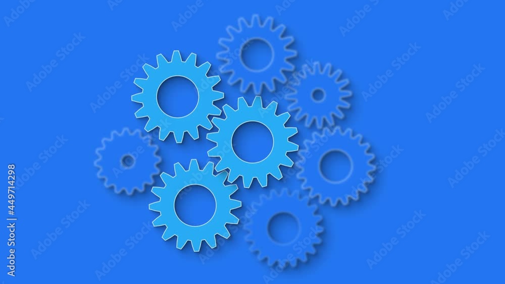 Gears symbol process and cooperation in development project 4K UHD flat video animation loop as template background Gears symbol process and cooperation in development project 4K UHD flat video animation loop as template background