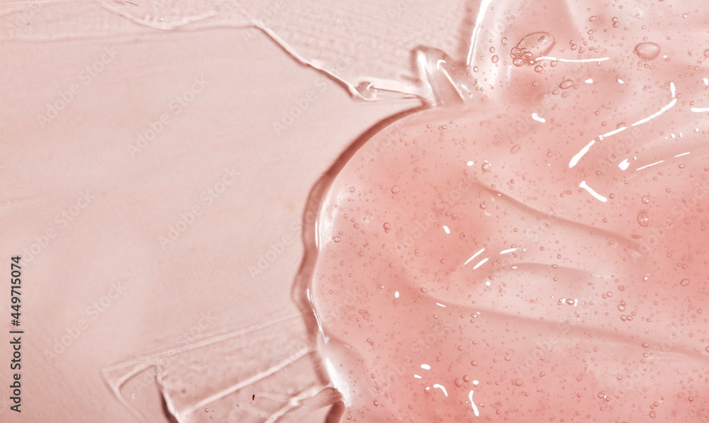 Transparent pink cosmetic smear of gel, serum Transparent pink cosmetic smear of gel, serum