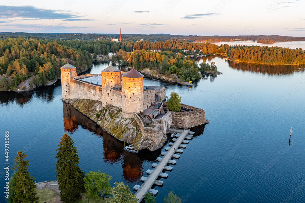 Aerial view of Olavinlinna castle, Savonlinna, Finland