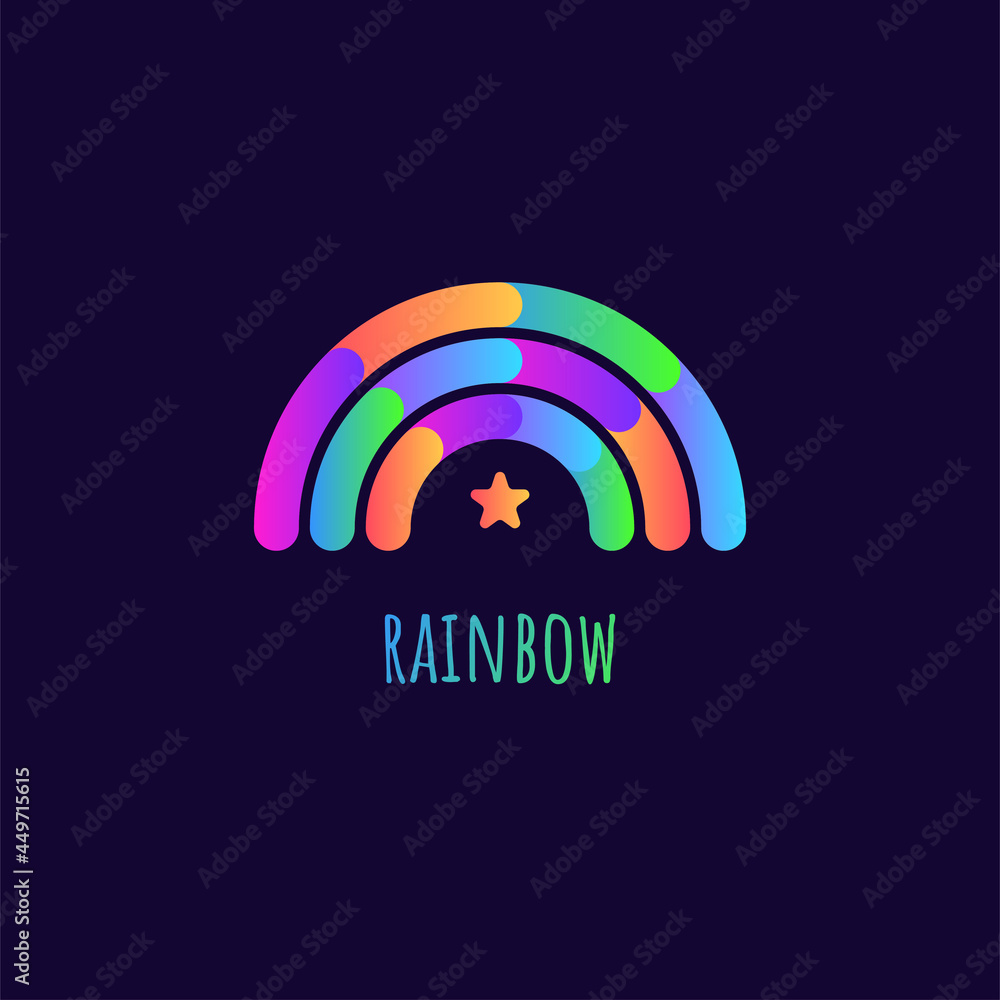 Rainbow geometric isolated symbol. Rainbow and star abstract logo Rainbow geometric isolated symbol. Rainbow and star abstract logo