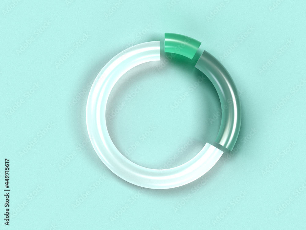 3D rendered chart with a green part and a bright part. Illustration of ring chart, sustainable progress. Visualization of an infographic, segment, or success. 3D rendered chart with a green part and a bright part. Illustration of ring chart, sustainable progress. Visualization of an infographic, segment, or success.
