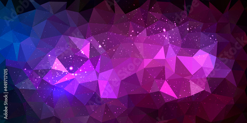 Trendy polygonal space background. Colorful geometric galaxy illustration