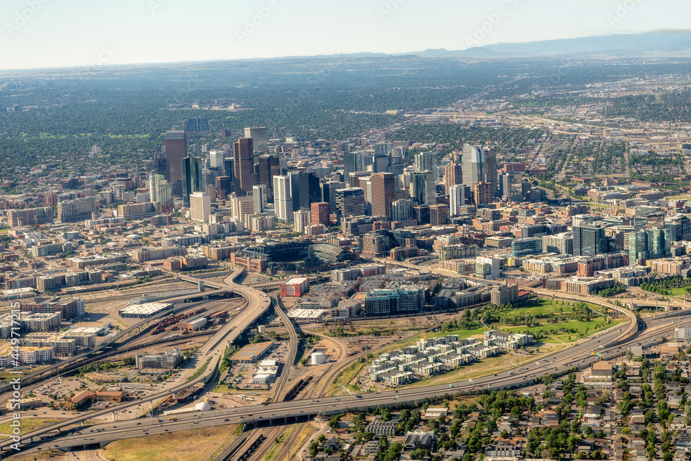 Fototapeta premium Aerial view from an airplane of Denver Colorado