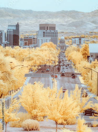 Fotografering Capital boulevard in Boise Idaho leads to the capital