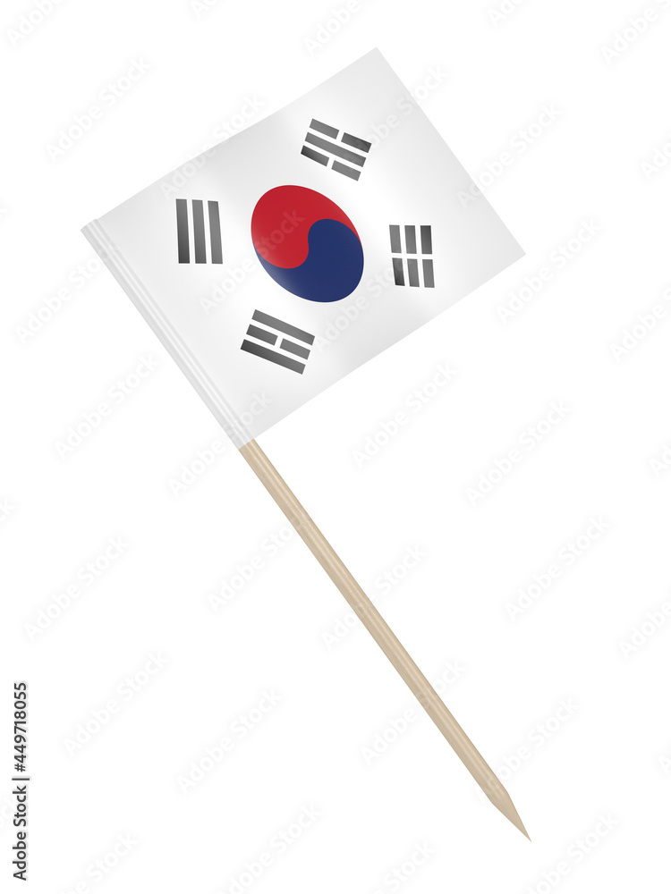 Flag of South Korea toothpick, isolated on white background Flag of South Korea toothpick, isolated on white background