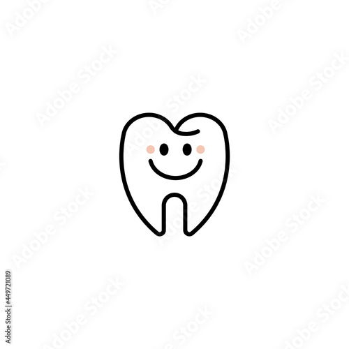 Icono de diente feliz. Concepto de sonrisa y odontología. Ilustración vectorial photo