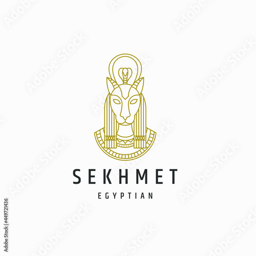 Sekhmet egyptian goddes line style logo template Premium Vector  