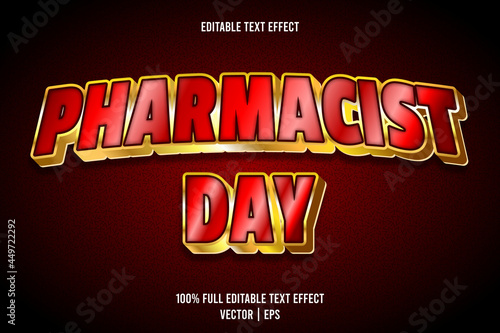 Pharmacist day editable text effect 3 dimension emboss luxury style